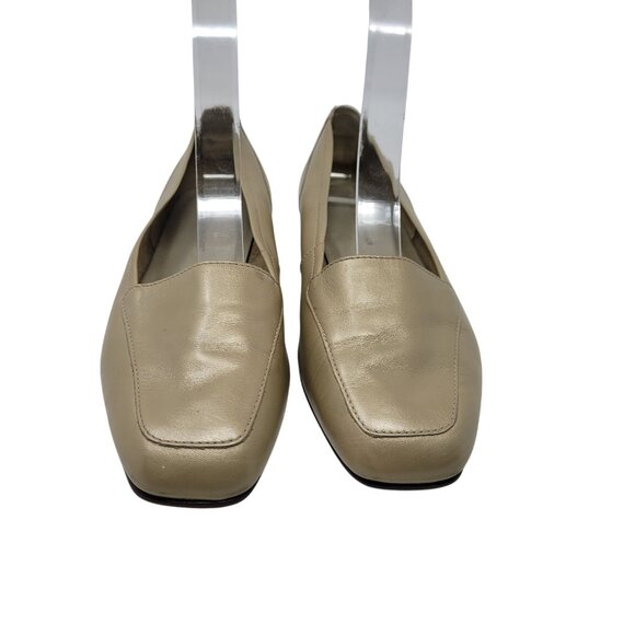 Vtg Worthington Linda Leather Loafers Sz 6.5 Brushed Gold‎ Comfy Slip On Brazil - Picture 4 of 14